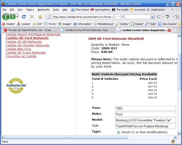 Carlisle Registration Form